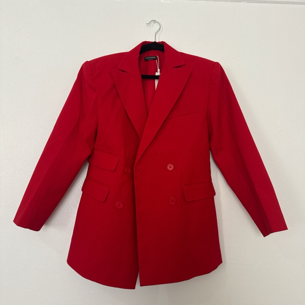 Naked Wardrobe Vibrant Red Double-Breasted Blazer - Picture 3 of 5